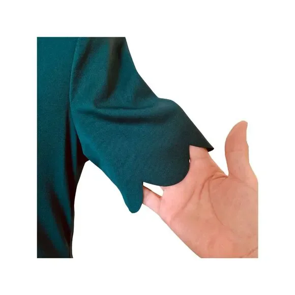 Shein Scallop Hem & Sleeve Dress Women’s Size S Teal Green Short Sleeve Casual S - Picture 3 of 11